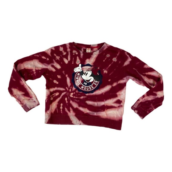 Disney Tops - Disney Minnie Mouse Red Reverse Tie Dye Crewneck Cropped Sweatshirt Medium